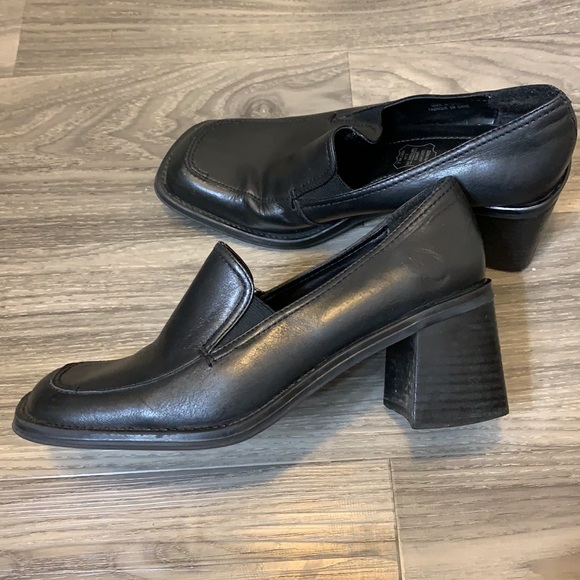 90s chunky heels black leather comfy - Picture 2 of 7